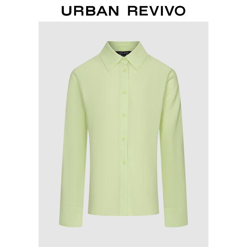 UR Women s Solid Acetate Long Sleeve Button-Up Shirt L