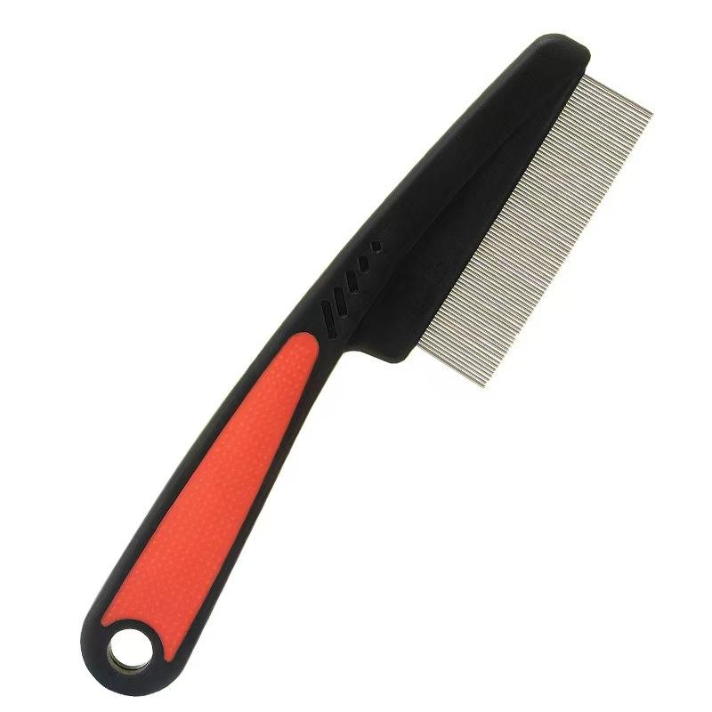 Fine Tooth Stainless Steel Cleaning Massage Brush with Ergonomic Handle for Pet Grooming and Hair Removal Professional Use