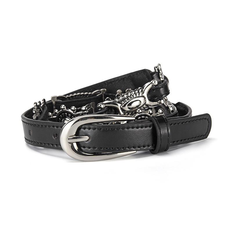 Minimalist Pu Punk Belt With Alloy Buckle For Casual Outdoor And Commuting Fashion