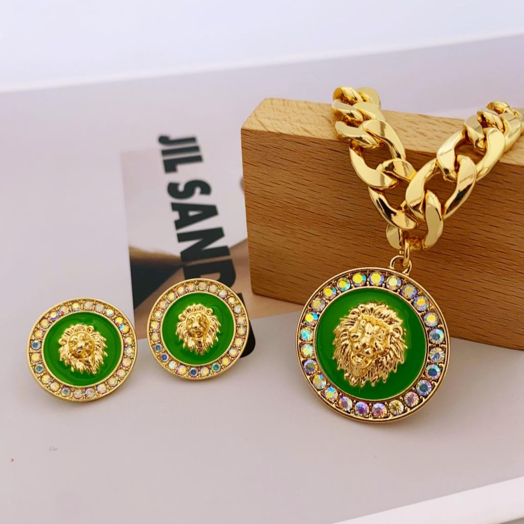 Fashion Lion Head din aliaj de zinc Set colier și cercei Seturi de bijuterii pentru femei