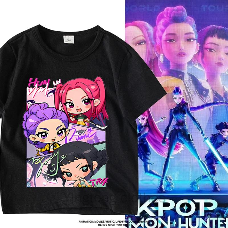 

KPOP Demon Hunters Children Clothing Short Sleeve T-shirt Cute Tiger Harajuku Tshirt for Boys Girls 100