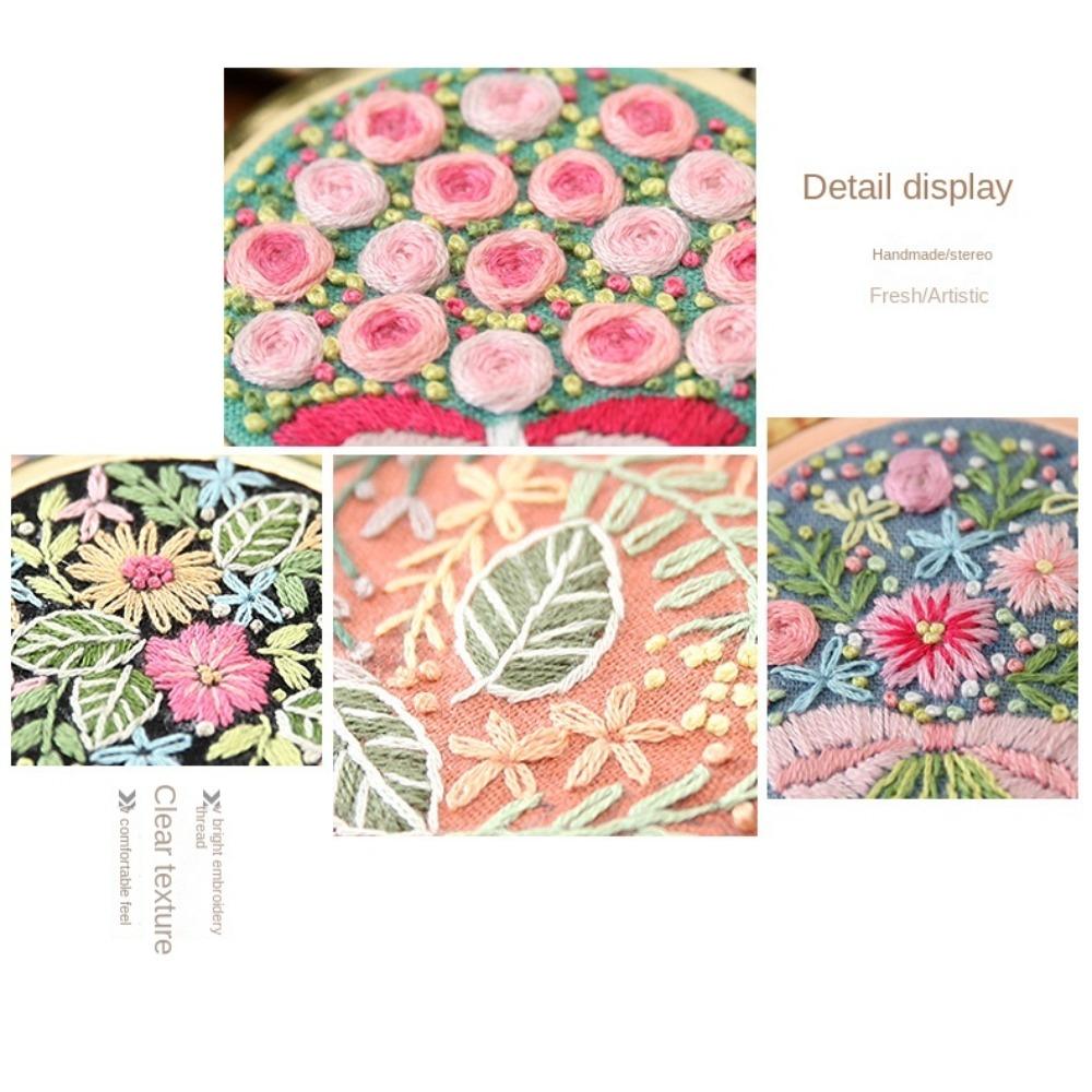 Double-Sided Mirror Embroidered Makeup Mirror Round Cross Stitch Kit Portable DIY Makeup Mirror