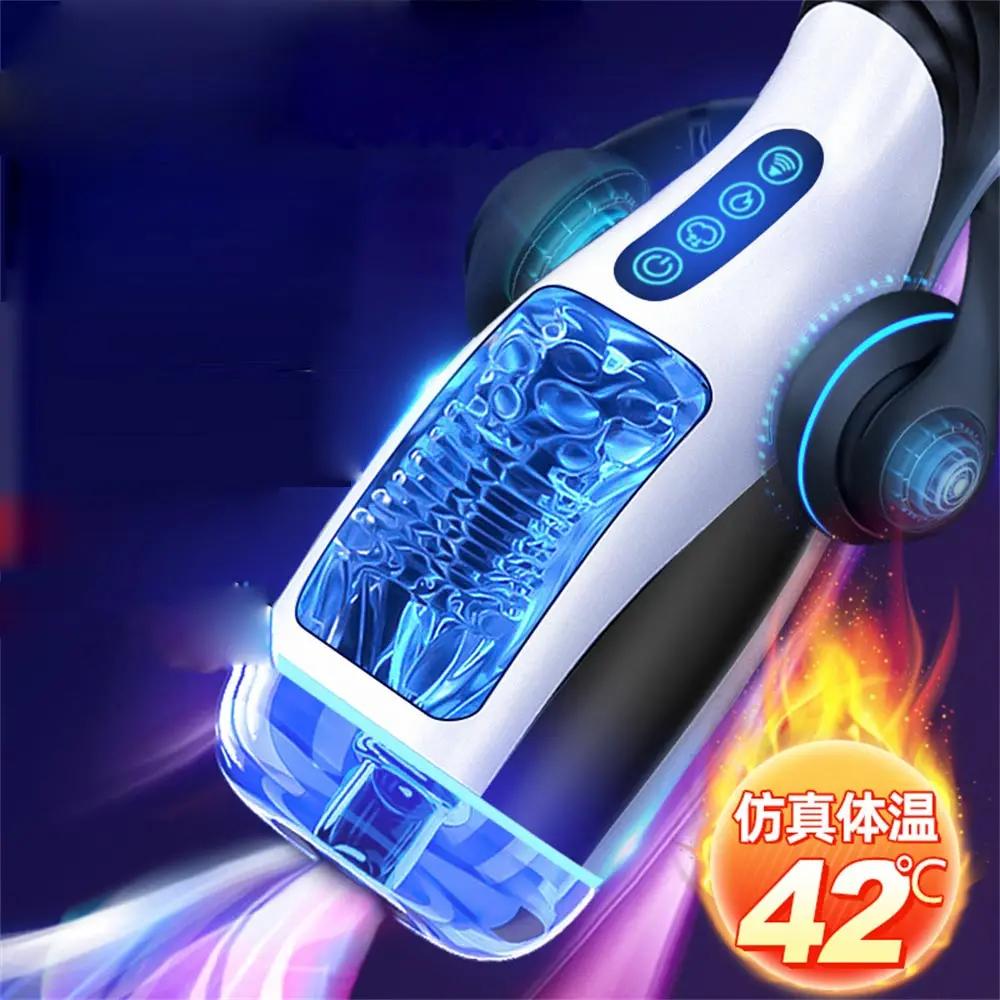 Automatisk Sugende Mannlig Masturbator Cup Oppvarming Stroker Realistisk Kanal Flere Moduser Vibrator Stønne Seksuelt Leketøy for Voksne Menn