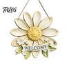 Entryway Welcome Plaque Wooden Sign, Rustic Door Hanging 2D Daisy Butterfly Print, Front Decor Halloween Thanksgiving Easter Seasonal Holiday Sign for