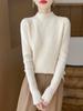 Women's Elegant Half-High Collar Wool Pullover Sweater - Autumn/Winter Cashmere Knitted Top