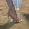 Sandali estivi sexy con strass open-toe da donna tacco a spillo champagne banchetto mondano tacchi alti