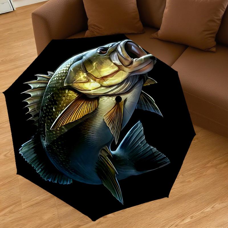 1PC Fish Print Automatic Open/Close Umbrella with Windproof, 8-Rib Sturdy Canopy, Durable Ribs, Fashionable Design, Outdoor Accessory, Fun Prin, Holid