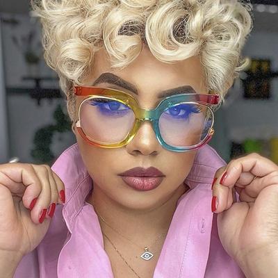 Neue Modische Lesebrille mit Großem Rahmen Damen Anti Blaulicht High-Definition Streaming Runder Rahmen Korrekturbrille