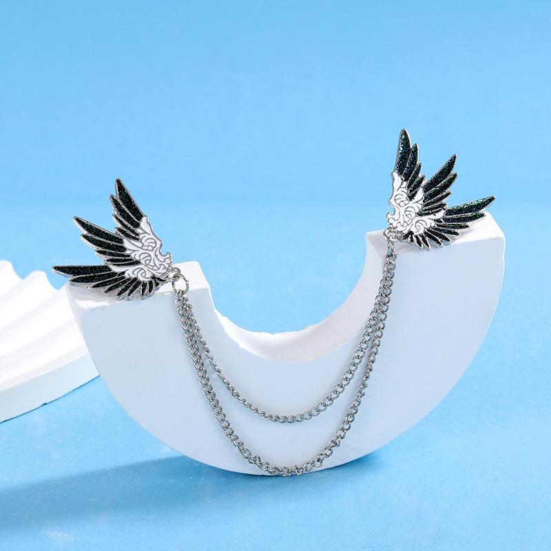 

Angel Wings Chain Small Fashion Collar Pin Buckle Fashion High-end Accessories Badge Brooch 3*6CM