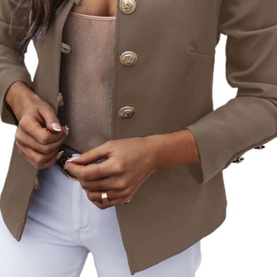 Office Lady Blazer Solid Color Single Breasted Autumn Winter Elegant Slim-fitting Suits Coat for Daily Wear