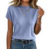 Women’s Short Sleeve Crew Neck Ribbed Knit Casual Top Loose Fit Pullover Soft Lightweight Shirt for Daily Wear