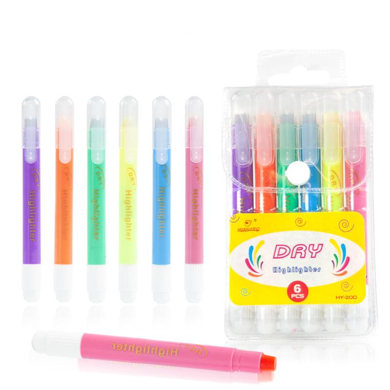 

Sharpenable 6 Color Highlighter Pens Students Handbook Journaling Underlining Marking Graffiti Coloring School Office Stationery
