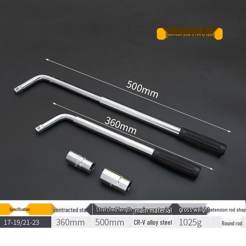 Portable Labor-Saving Telescopic Tire Wrench with Non-Slip Handle
