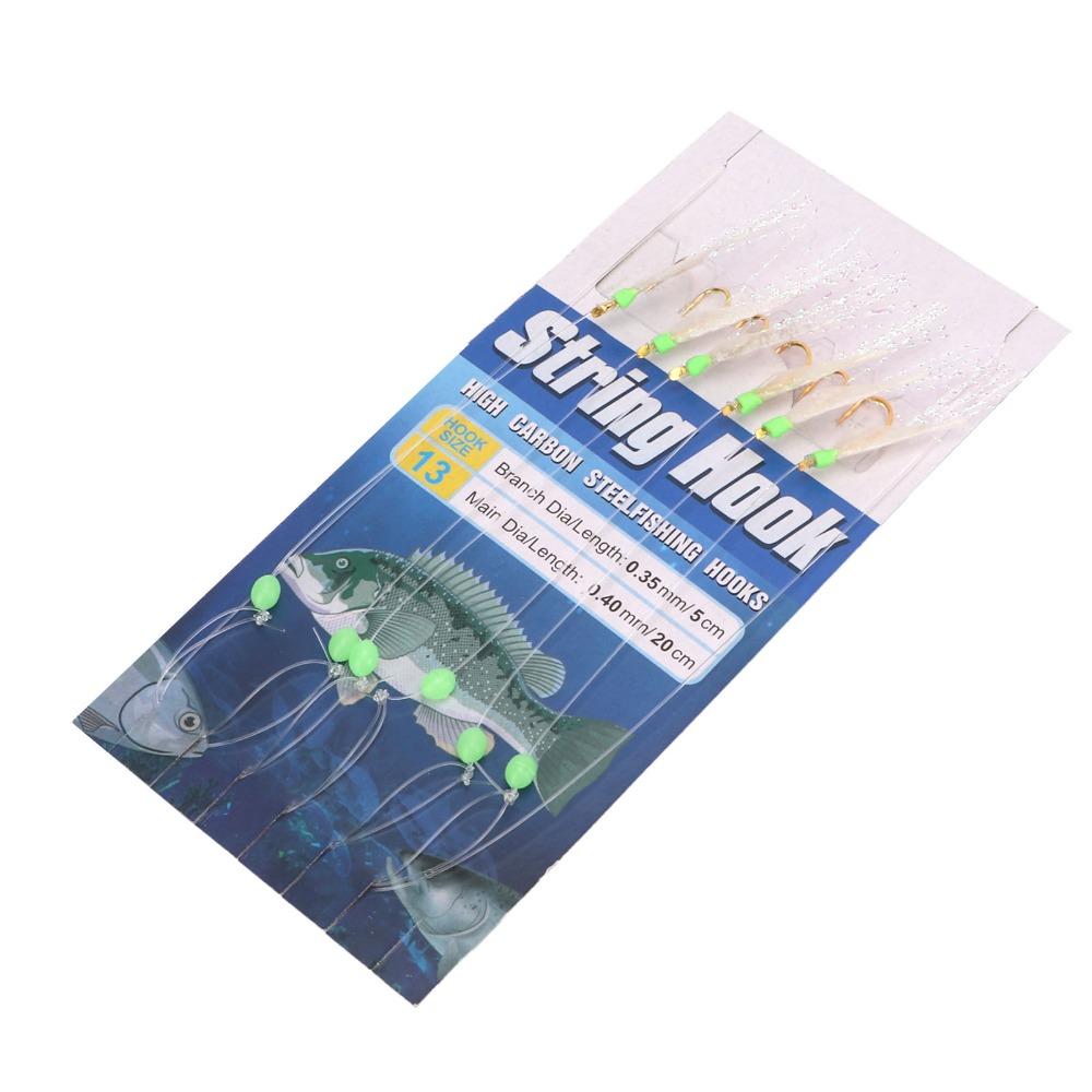5 Sets Soft Fish Skin Fishing Rigs with Luminous Beads Fishing Lure Rigs Saltwater Fishing