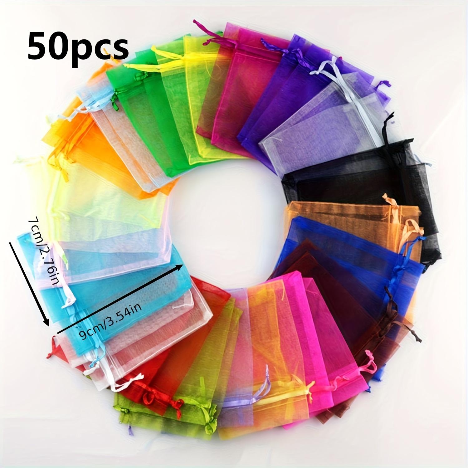 

50pcs Colorful Drawstring Organza Gift Bags -for Weddings,Party Favors,Jewelry Storage & Organizing,Gift Bags, Gift Wrap Storage Reference SKU