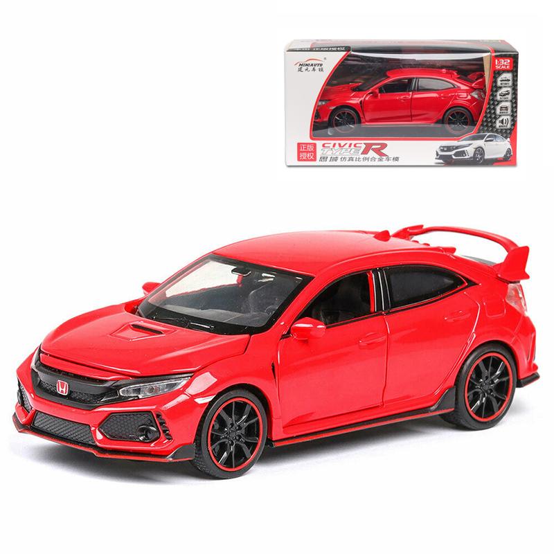 

Honda 10-е поколение Civic Type R 132 Литая модель автомобиля Игрушка Коллекция Светозвук Подарок красный