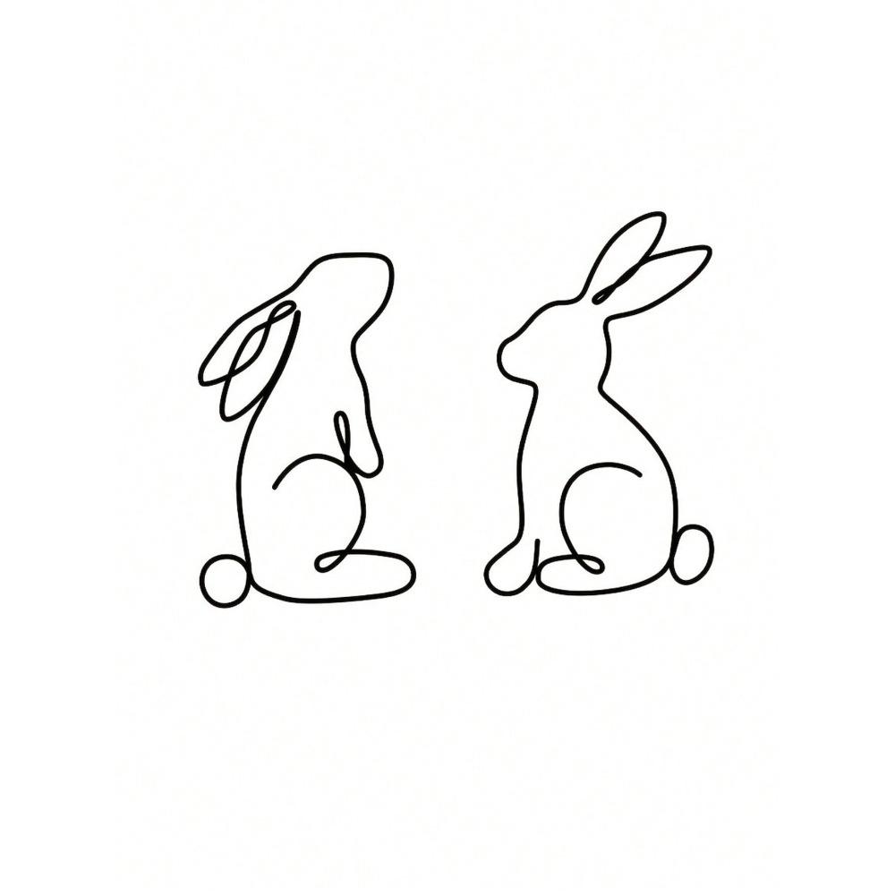 2 Packs Rabbit Metal Bunny Wall Hanging, Preset Geometric Rabbit Iron Sculpture, Spring Festival Farmhouse Decoration, Indoor Outdoor Porch Sign