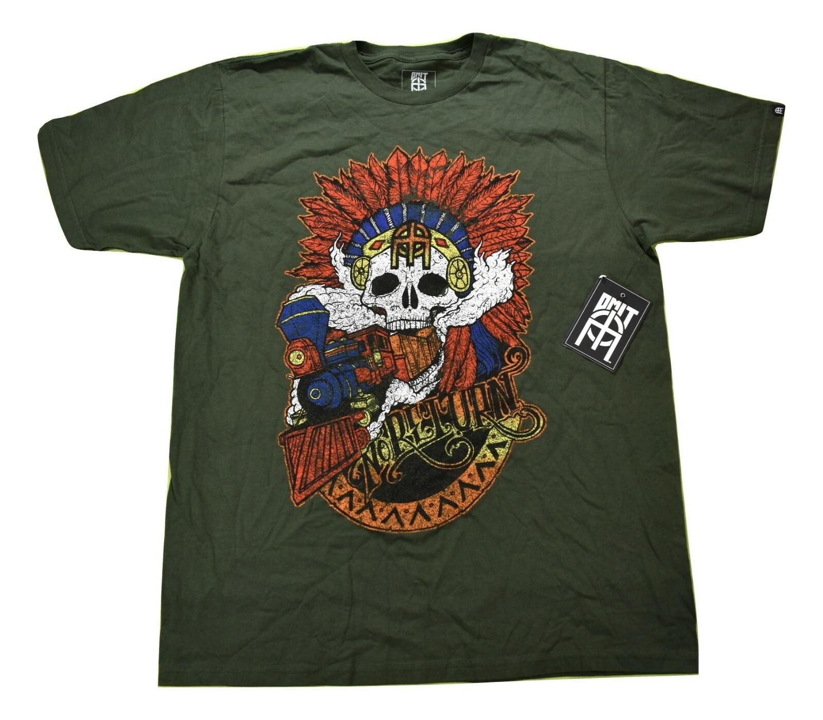 Omit Mens No Return Skull Train Native Headdress Streetwear Shirt New Large S