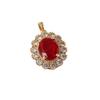 18K Gold Plated Oval Imitation Ruby Pendant with Micro-Set Diamond for DIY Necklace or Bracelet.