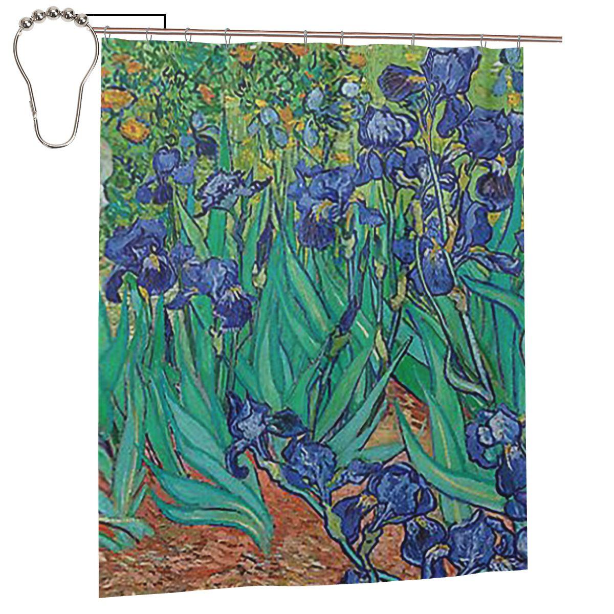 Vincent Van Gogh Irissen Kunst Bloemen Douchegordijn Badkamer Polyester Waterdicht Badgordijnen Met Haken W60H190(CM)-1 Pcs