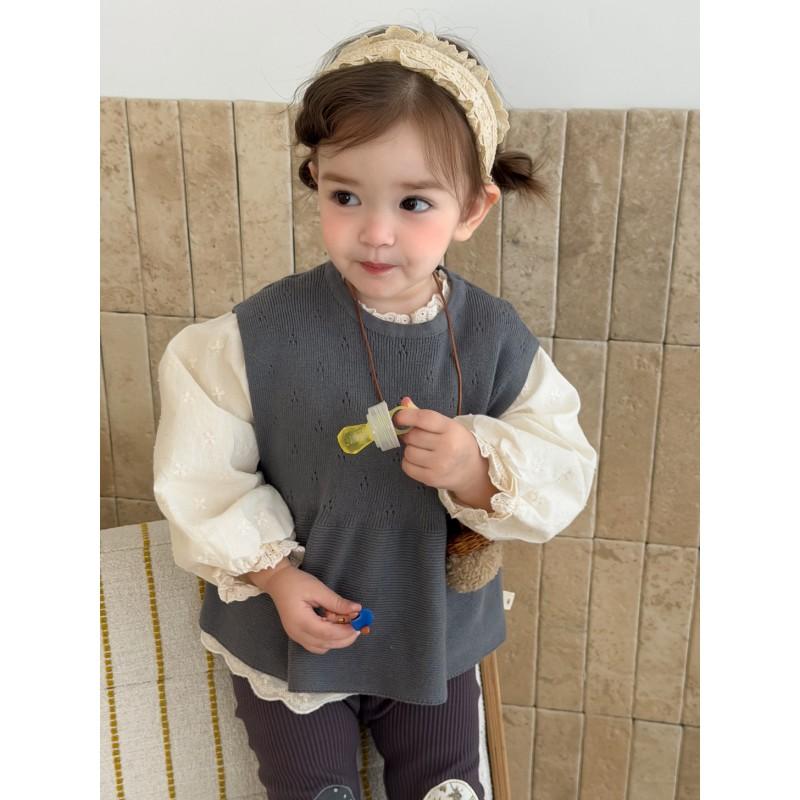 Baby Girl Fall Outfit 2026 Kids Knit Vest Blouse Leggings Set Toddler Casual Clothing