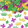 200 Pieces Mardi Gras Confetti for Table Decorations, Fat Tuesday Confetti Decorations Glitter Green Purple Paper Confetti Eyeglass Crown Table