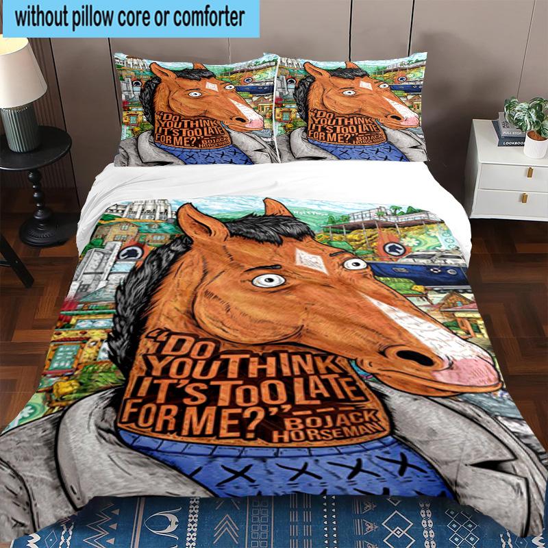 3PCS Pink Cat Man Horse 3pcs Bedding,Including 3PCS Duvet Cover And 2pcs Pillowcases Perfect for Christmas,Ideal for Bedroom, Dormitory
