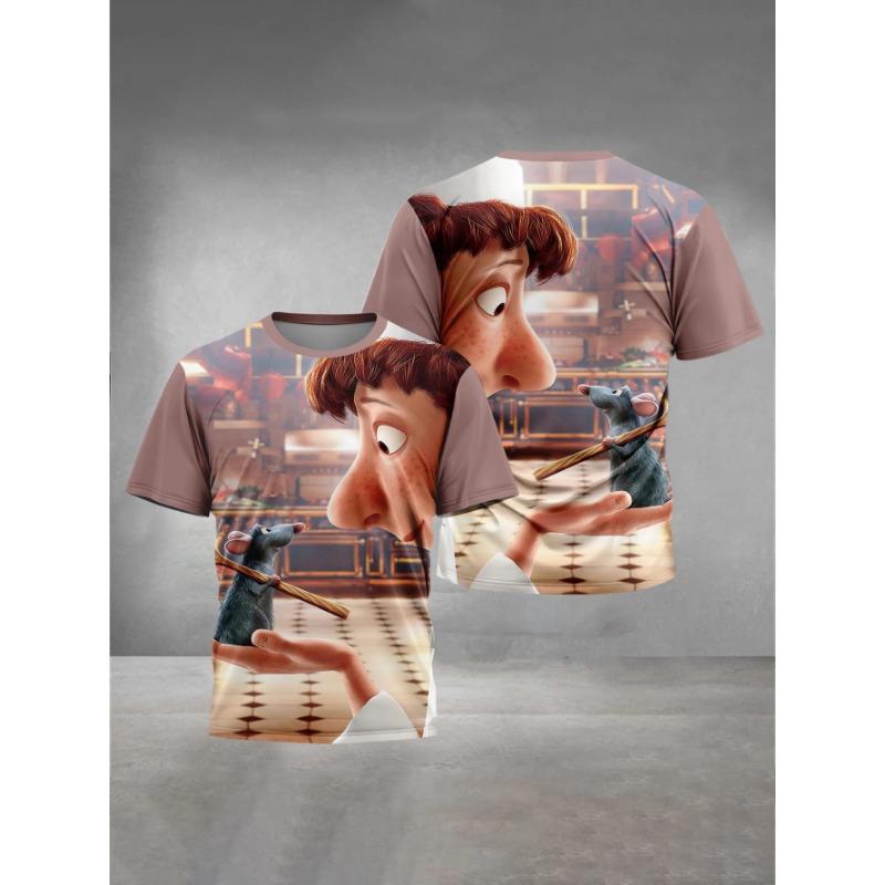 Summer Round Neck Cartoon Hotel Transylvania Pattern 3D Printed Top Fashionable Casual Short Sleeved Children's Boy T-shirts