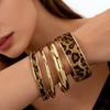 4Pcs Elegant Leopard Print Bangle Set Bohemian Style Open Bangle Stacking Bracelets  Jewelry Gift