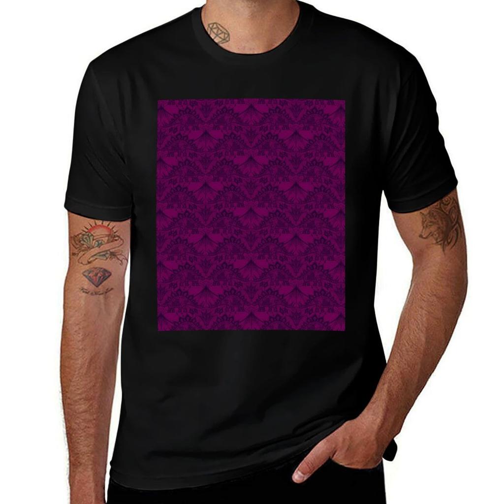 Stegosaurus Lace Purple Tshirt Heavy Duty Casual Work Tee Tshirt
