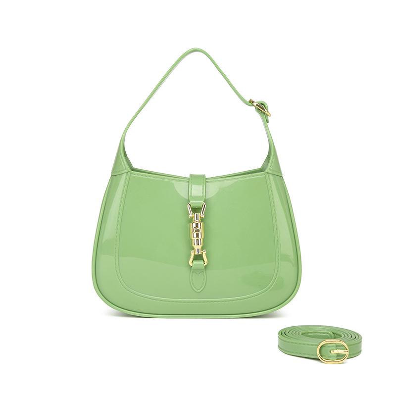 Women Shoulder Bags New Fashion Solid Color New Moon Package PVC Jelly Bags Leisure Handheld Bags Small Square Bag Crossbody Bag