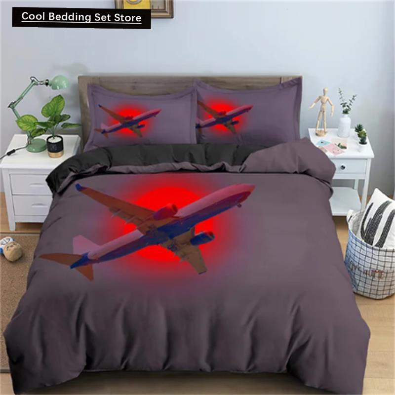 3D Airplane Printed Bedding Set Kids Adults 2/3pcs Duvet Cover With Pillowcase Comforter Bedding Quilt Cover Luxury Bedding Set