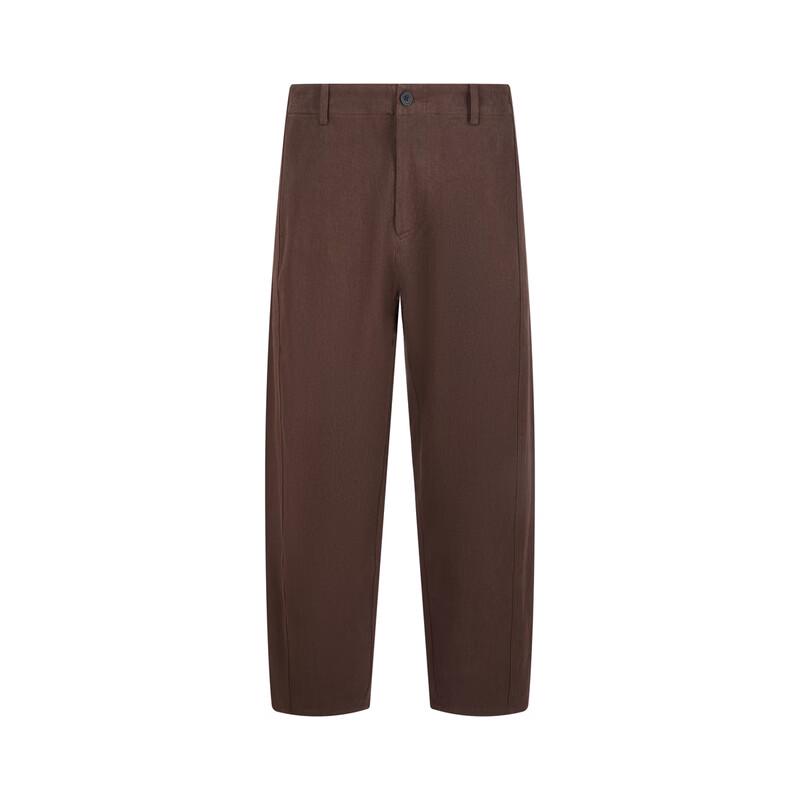 Men's Cotton Linen Straight-Leg Cropped Trousers
