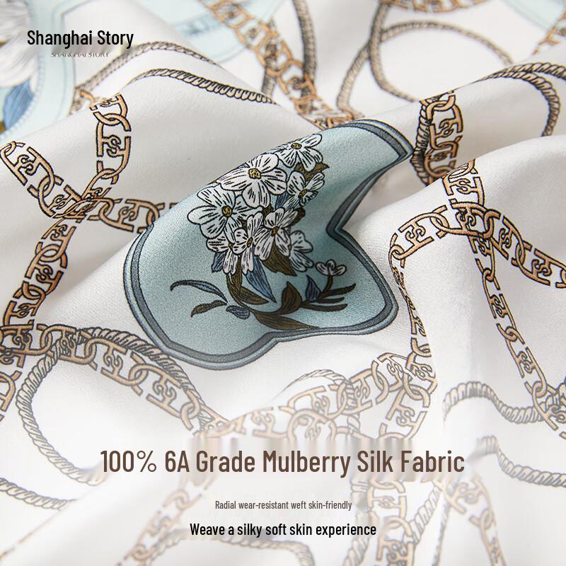 Shanghai Story 100% Mulberry Silk Square Scarf