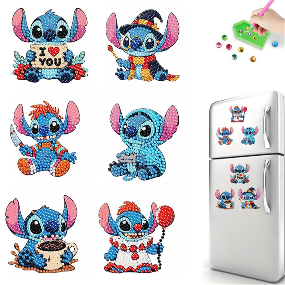 6pcs/Set The Stitch Series Diamond Painting Magnets for Refrigerator Diamond Art Fridge Magnets for Adults Diamond Art Refrigerator Magnets Kits