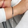 S925 Sterling Silver  Moment Black Leather Slider Bracelet  for Women New Year Party Gift Fashion Jewelry