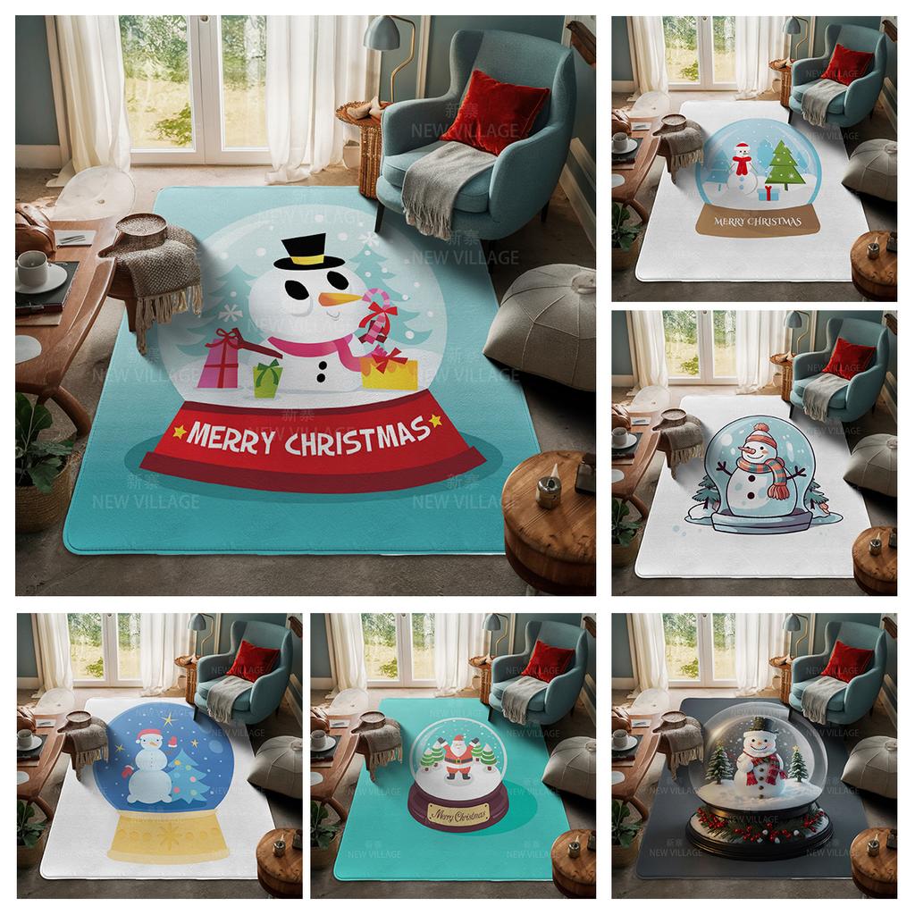 House Entrance Carpet Home Door Mat Living Room Bath Foot Bathroom Non-slip Water Absorption Rugs Bath Merry Christmas Winter