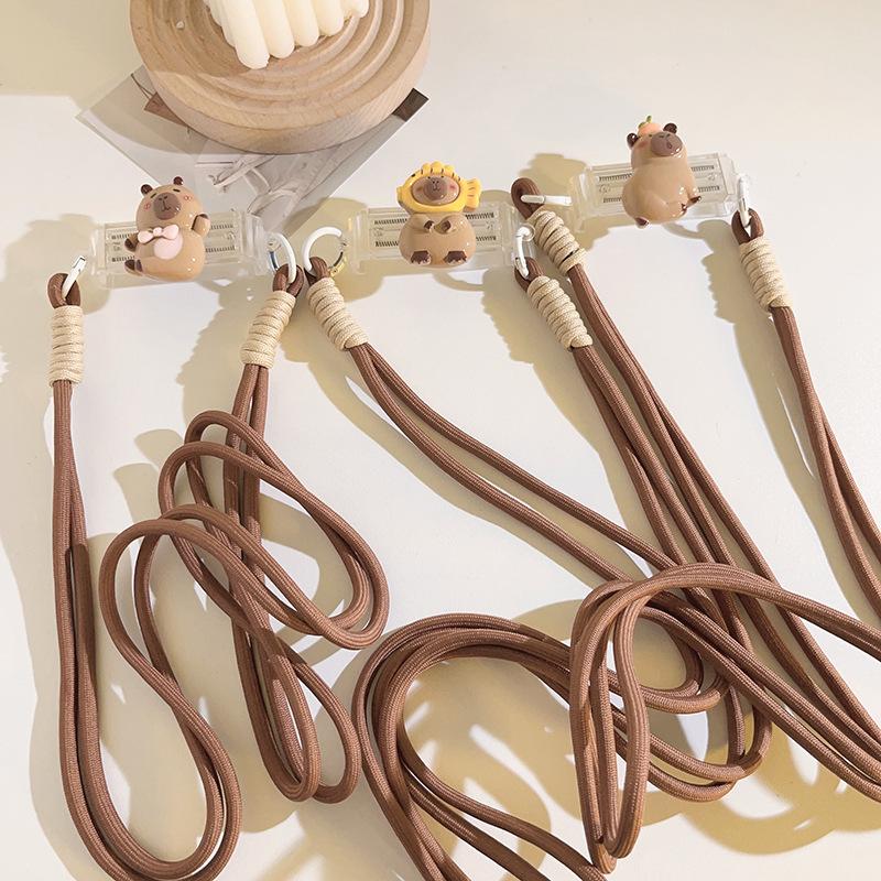 Cartoon Creative 3D Capybara Back Clip - Headphone Case with Lanyard, Universal Phone Chain, Crossbody DIY Chain