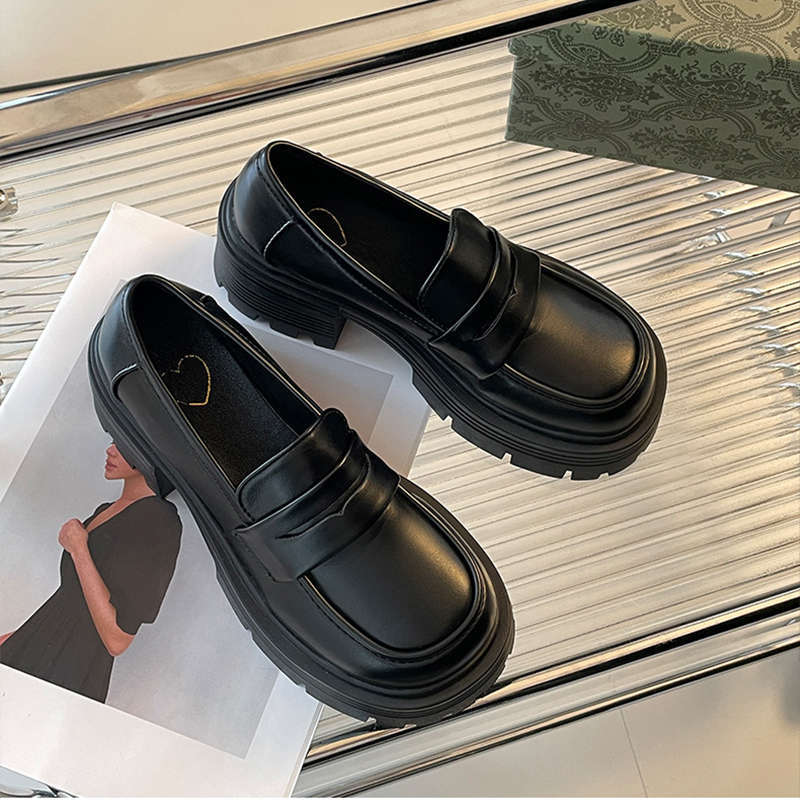 Retro British style big head platform small leather shoes  summer new Japanese jk with skirt uniform single shoes
