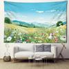 Blue Sky Grassland Flower Blossoms Tapestry Wall Hanging Simple Art Landscape Bohemian Dormitory Bedroom Home Decor