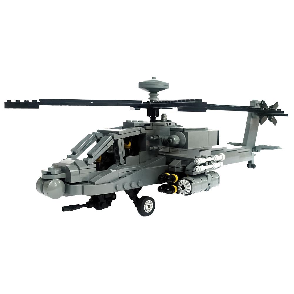 MOC AH-64D Apache Longbow Elicottero Armato Militare Modello di Mattoncini Elicottero dell'Esercito Giocattoli in Mattoncini Fai da Te Regali di Compleanno per Bambini Giocattoli