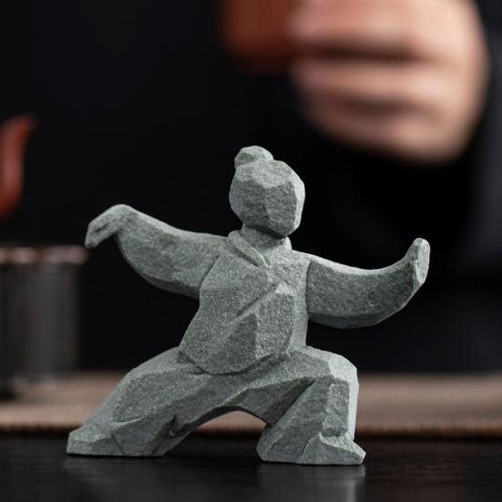 Scultura Tai Chi, Decorazione Compatta di Arti Marziali Kung Fu per Scrivania, Tavolino da Tè e Mensola per Curiosità, Animale da Tè Multifunzionale e Ornamento da Studioso