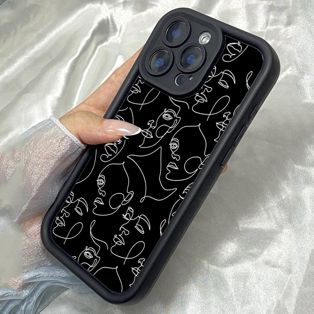 

JT6 Эстетичная Линия Лица Арт Realme 14 15 Huawei P40 Honor 70 90 Infinix Tecno itel Motorola Google Все Модели Ангельские Глаза Мягкий ТПУ Чехол для Телефона Huawei Nova 3