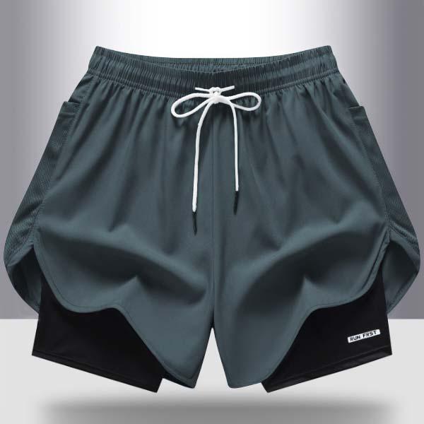 Women's Summer Quick-Dry Breathable Yoga Shorts with Faux Two-Piece Design