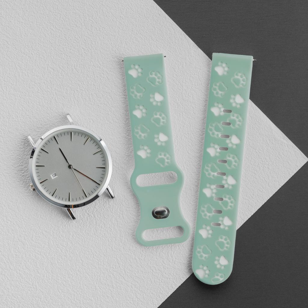 20mm Two-tones Silicone Strap for Samsung Galaxy 7/6/5/4 5pro 4/6classic Soft Sports Band for Huawei GT3/2 42MM Cat Paw Pattern