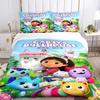 Gabby's Dollhouse Kawaii Comfortable Duvet Quilt Cover Pillowcase Bedding Set Children Bedroom Decoration Home Textile