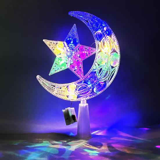 LED Christmas Tree Topper Star Moon Decoration Acrylic Xmas Ornament Energy Saving Shining Lamp Festive Home Room Decor
