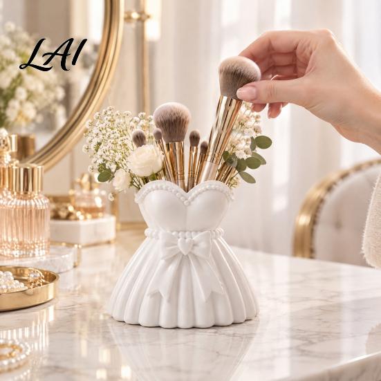 Desktop Stationery Holder Wedding Dress Vase 3D Printed PLA Makeup Brush Storage Dressing Table Accessory Box Decorative Cosmetic Container