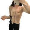 Women's Lace-Up Square Neck Slimming Crop T-Shirt for Autumn/Winter 2025