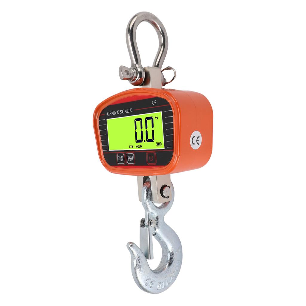 Digital Crane Scale 2000kg LCD Display Heavy Duty Industrial Hanging Scale with Remote Control for Farm Factory Orange